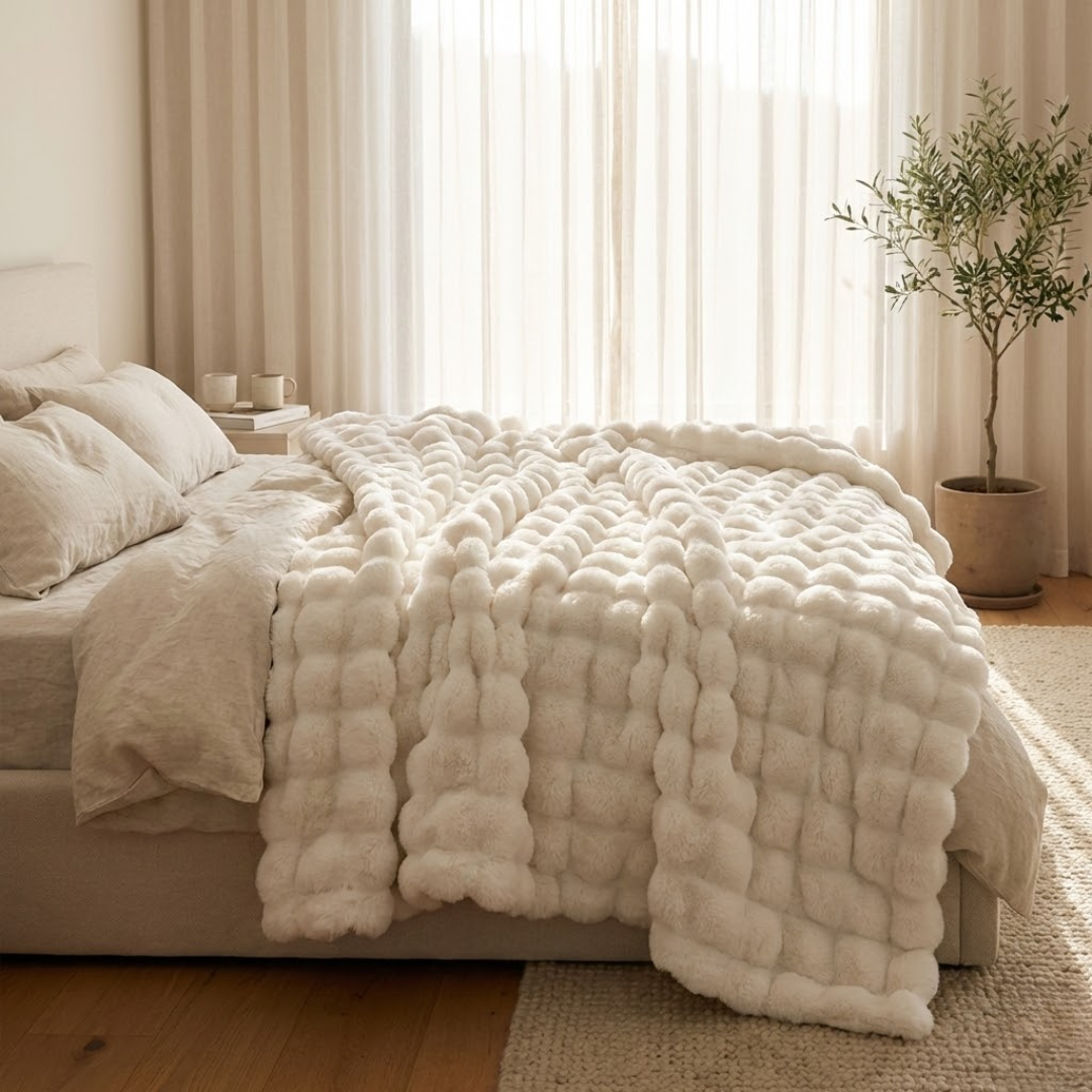 Arctic Plush Faux Rabbit Fur Throw Blanket