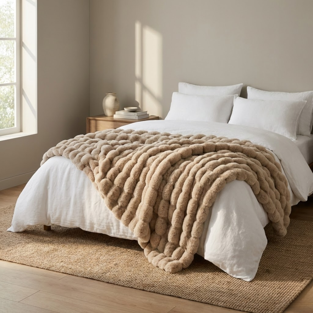 Arctic Plush Faux Rabbit Fur Throw Blanket