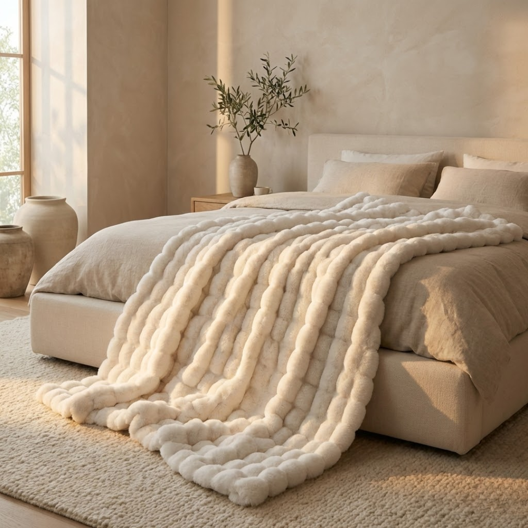 Arctic Plush Faux Rabbit Fur Throw Blanket