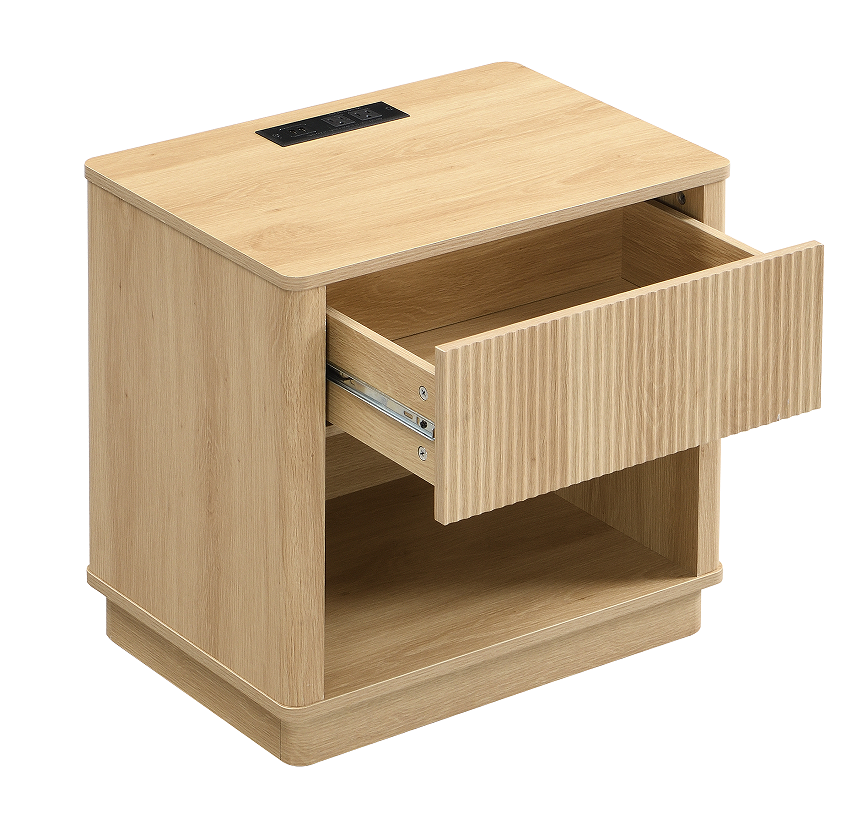 Aspen Smart Wood Nightstand with Charging Station