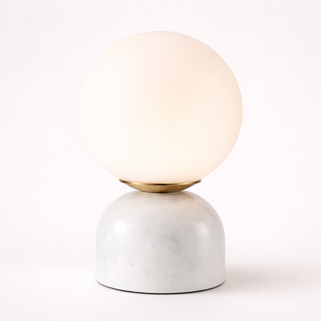 Athens Marble & Ceramic Mini Globe Lamp with Glass Sphere