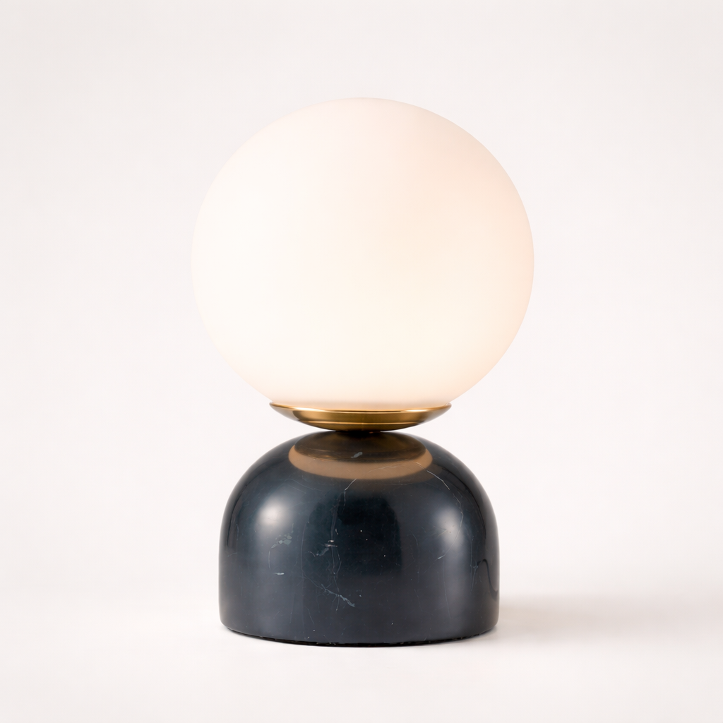 Athens Marble & Ceramic Mini Globe Lamp with Glass Sphere