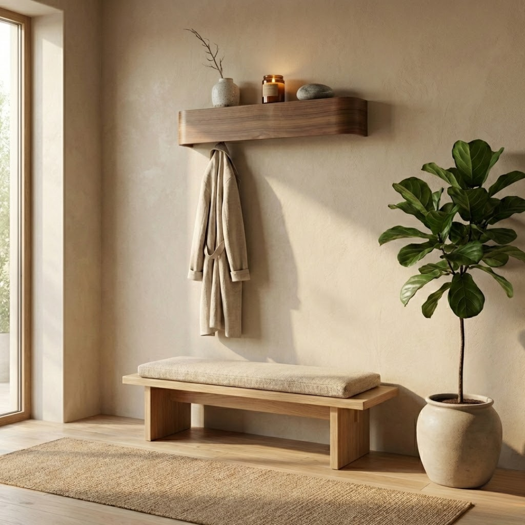 Berlin Walnut Wall Coat Rack with Concealed Hooks