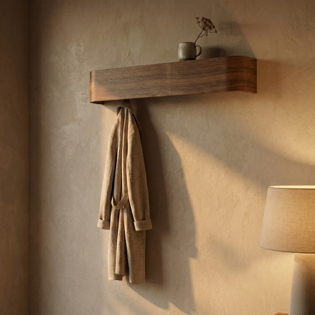 Berlin Walnut Wall Coat Rack with Concealed Hooks