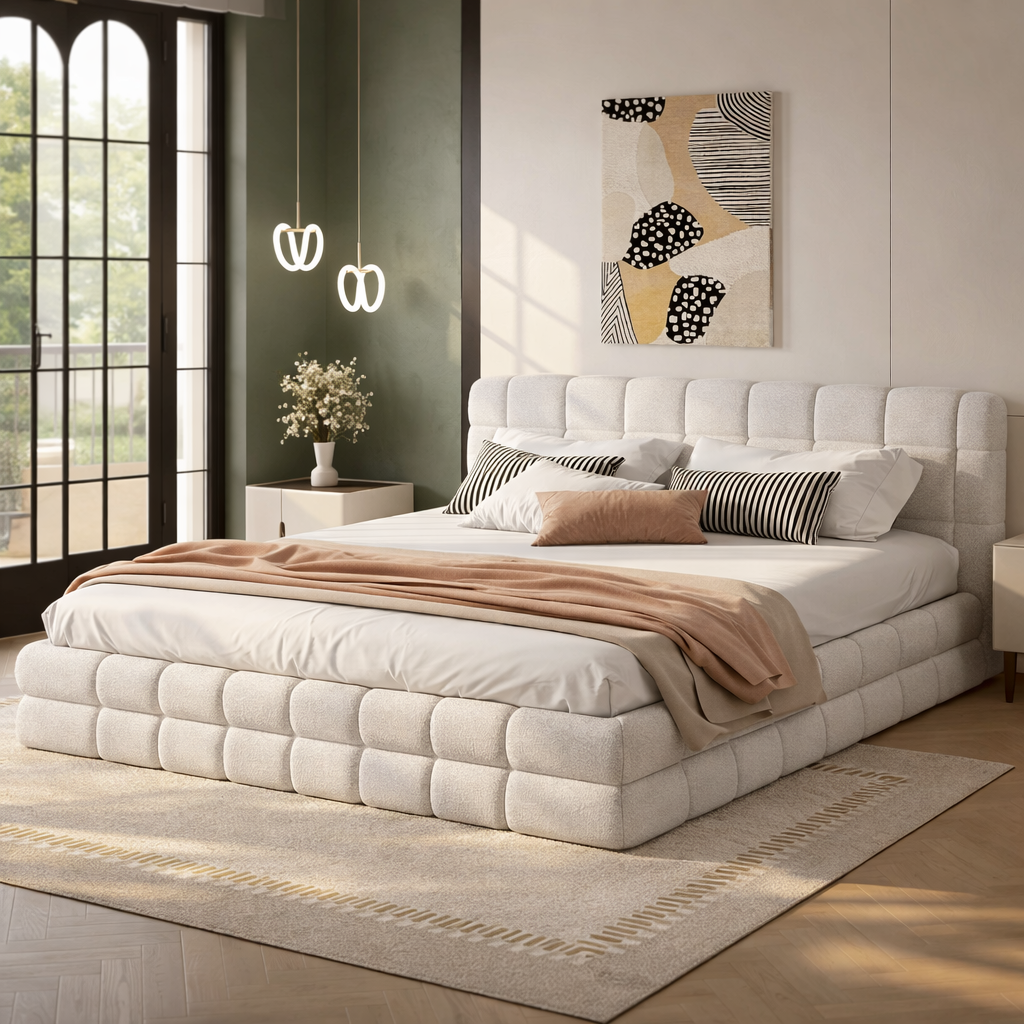 Blanca Velvet Upholstered Platform Bed