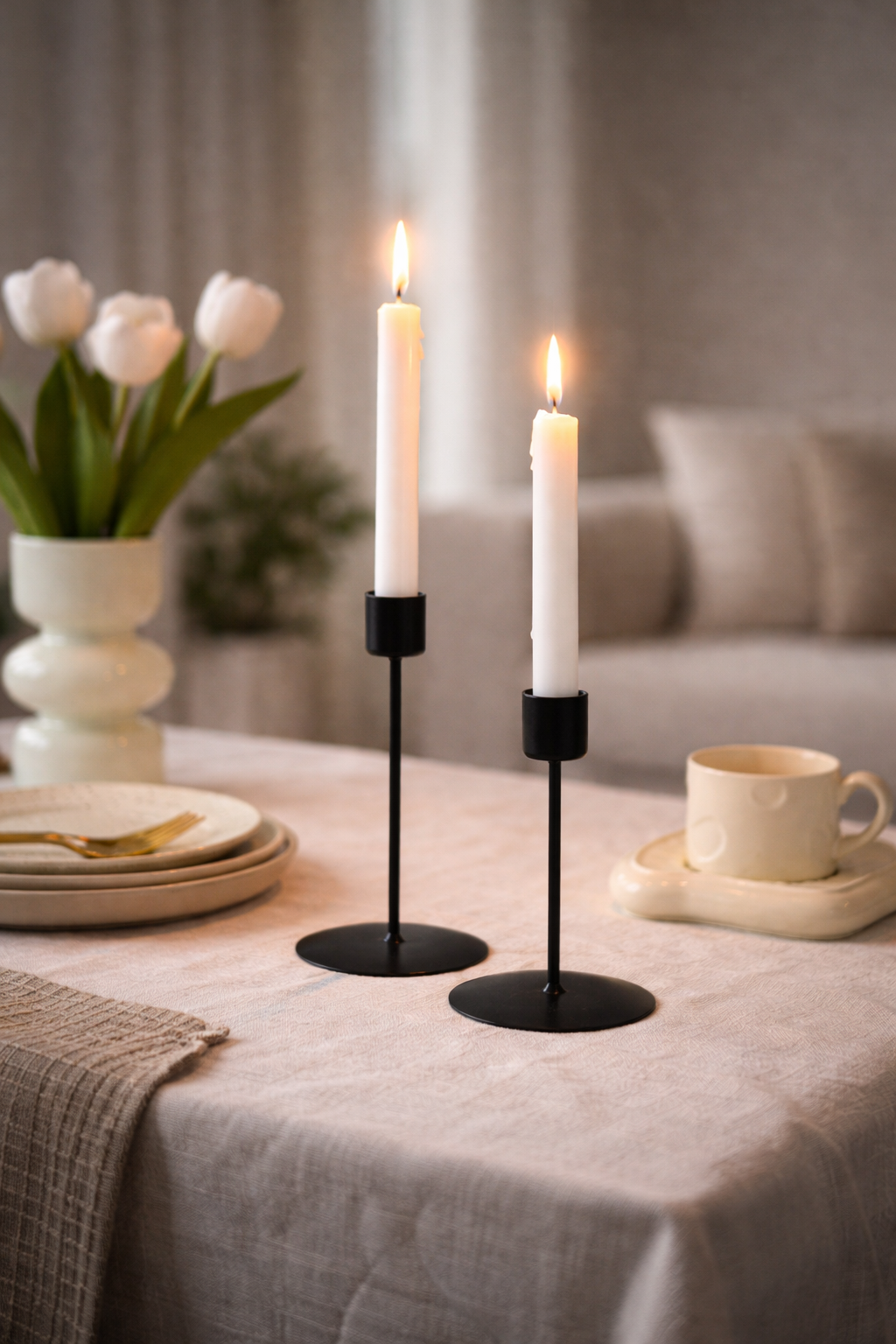Vega Simple Iron Candlestick Holder