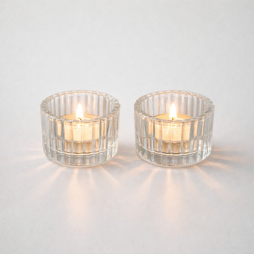 Prague Glass Tealight Holder Duo for Celebrations