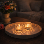 Prague Glass Tealight Holder Duo for Celebrations