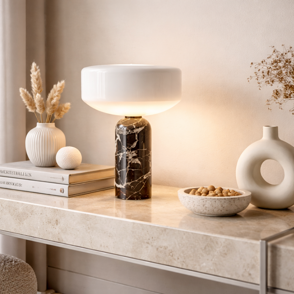 Amsterdam Danish Mushroom Lamp with Marble & Iron