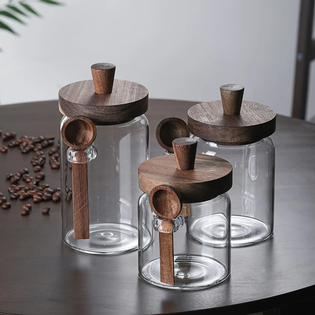 Copenhagen Airtight Glass Storage Jar Set with Bamboo Lids & Spoons