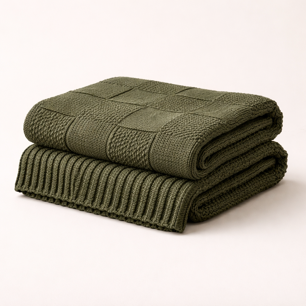 Copenhagen Checkered Knit Throw Blanket