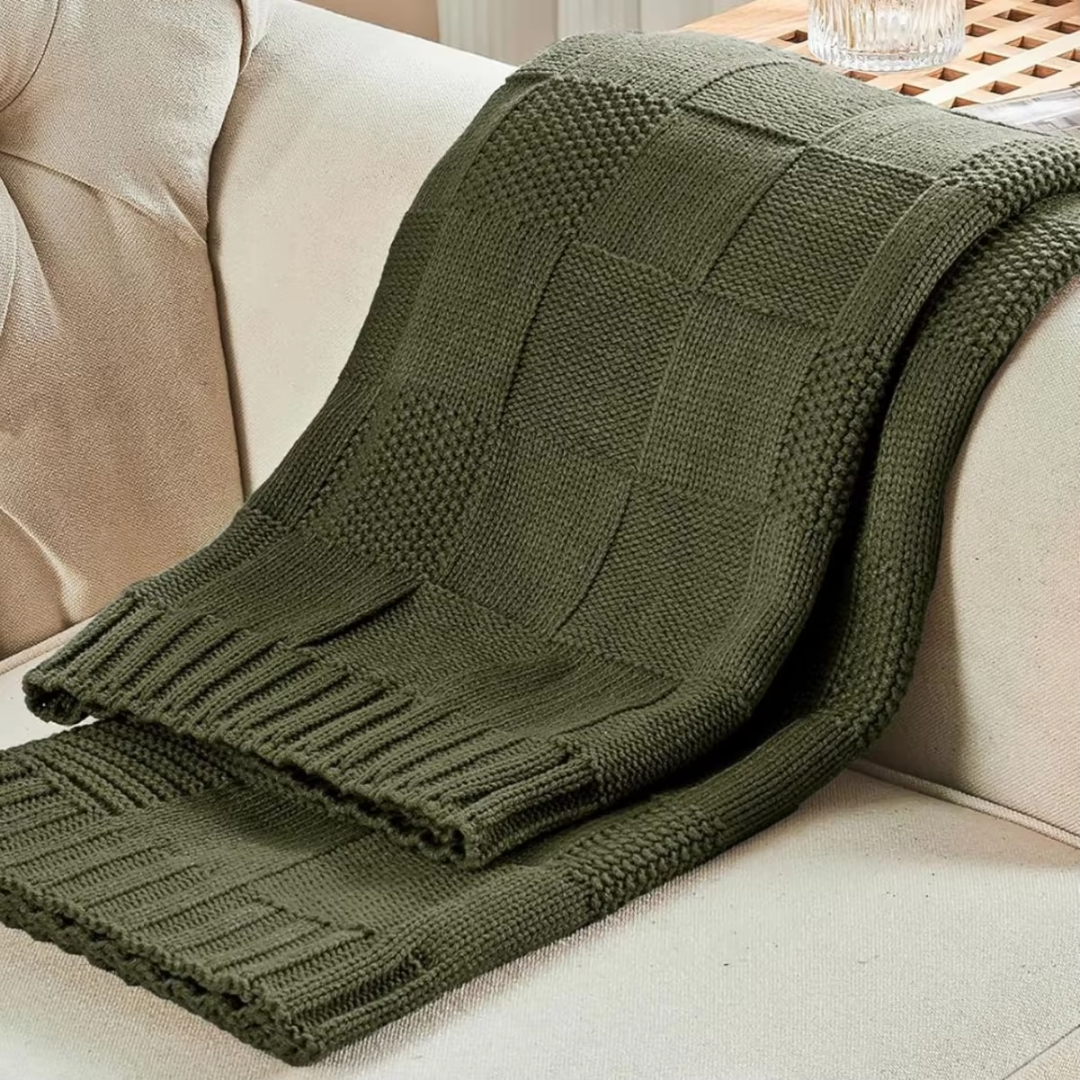 Copenhagen Checkered Knit Throw Blanket