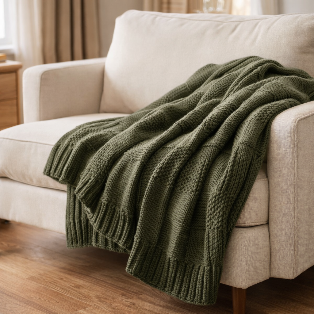 Copenhagen Checkered Knit Throw Blanket