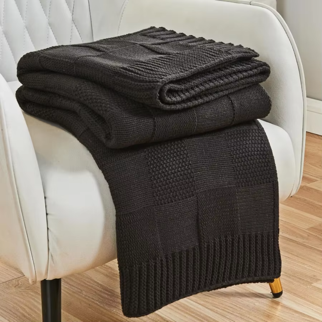 Copenhagen Checkered Knit Throw Blanket