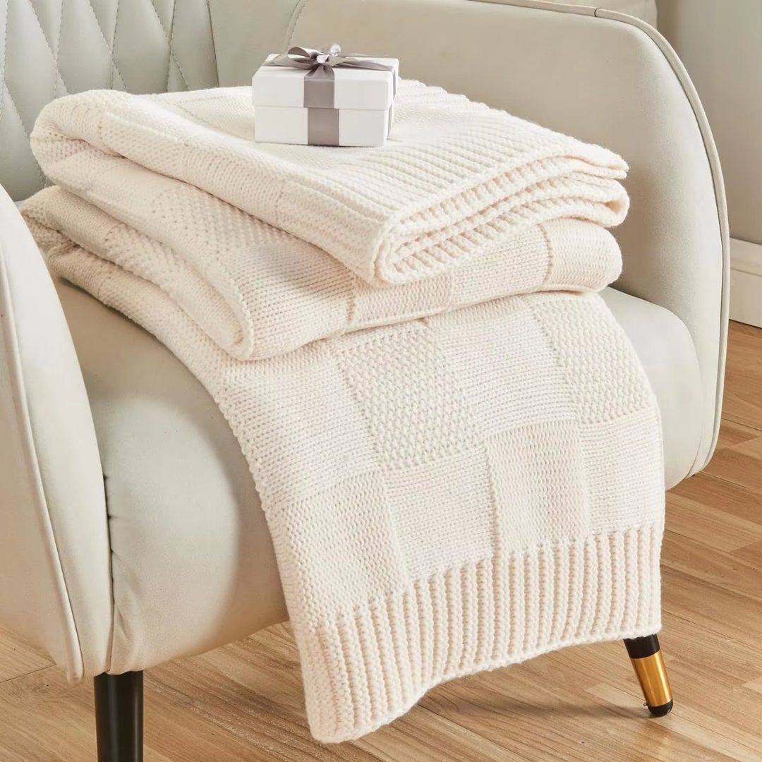 Copenhagen Checkered Knit Throw Blanket