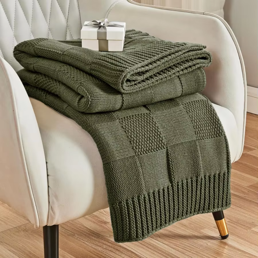 Copenhagen Checkered Knit Throw Blanket