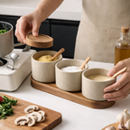 Copenhagen Modern Ceramic Seasoning Jar with Bamboo Lid