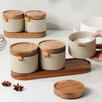 Copenhagen Modern Ceramic Seasoning Jar with Bamboo Lid
