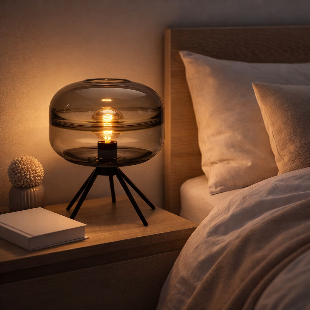 Florence Handblown Glass Artistry Bedside Lamp in Blue & Amber