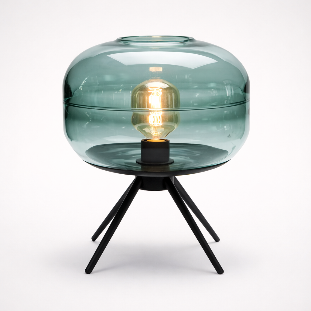 Florence Handblown Glass Artistry Bedside Lamp in Blue & Amber