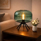 Florence Handblown Glass Artistry Bedside Lamp in Blue & Amber