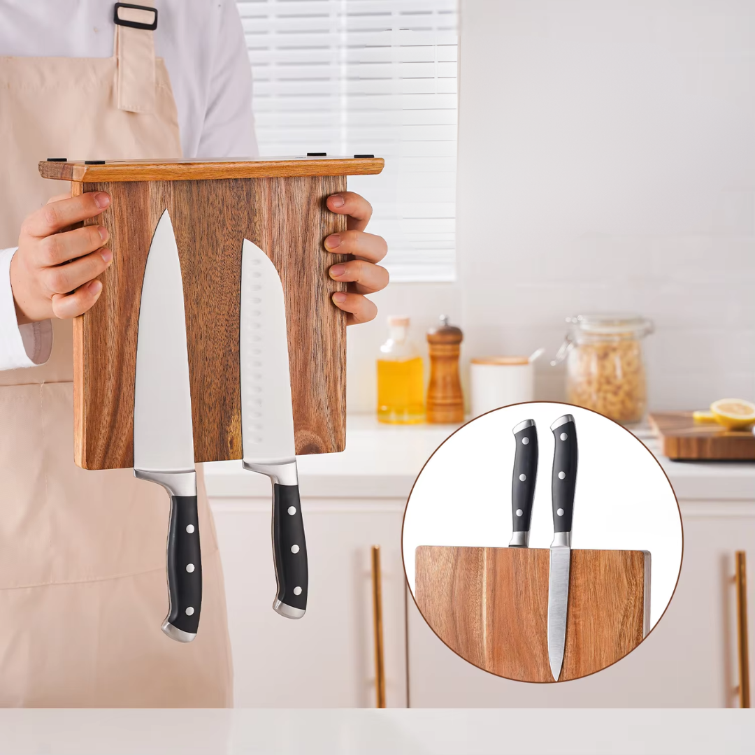 Kyoto Acacia Wood Magnetic Knife Block Stand