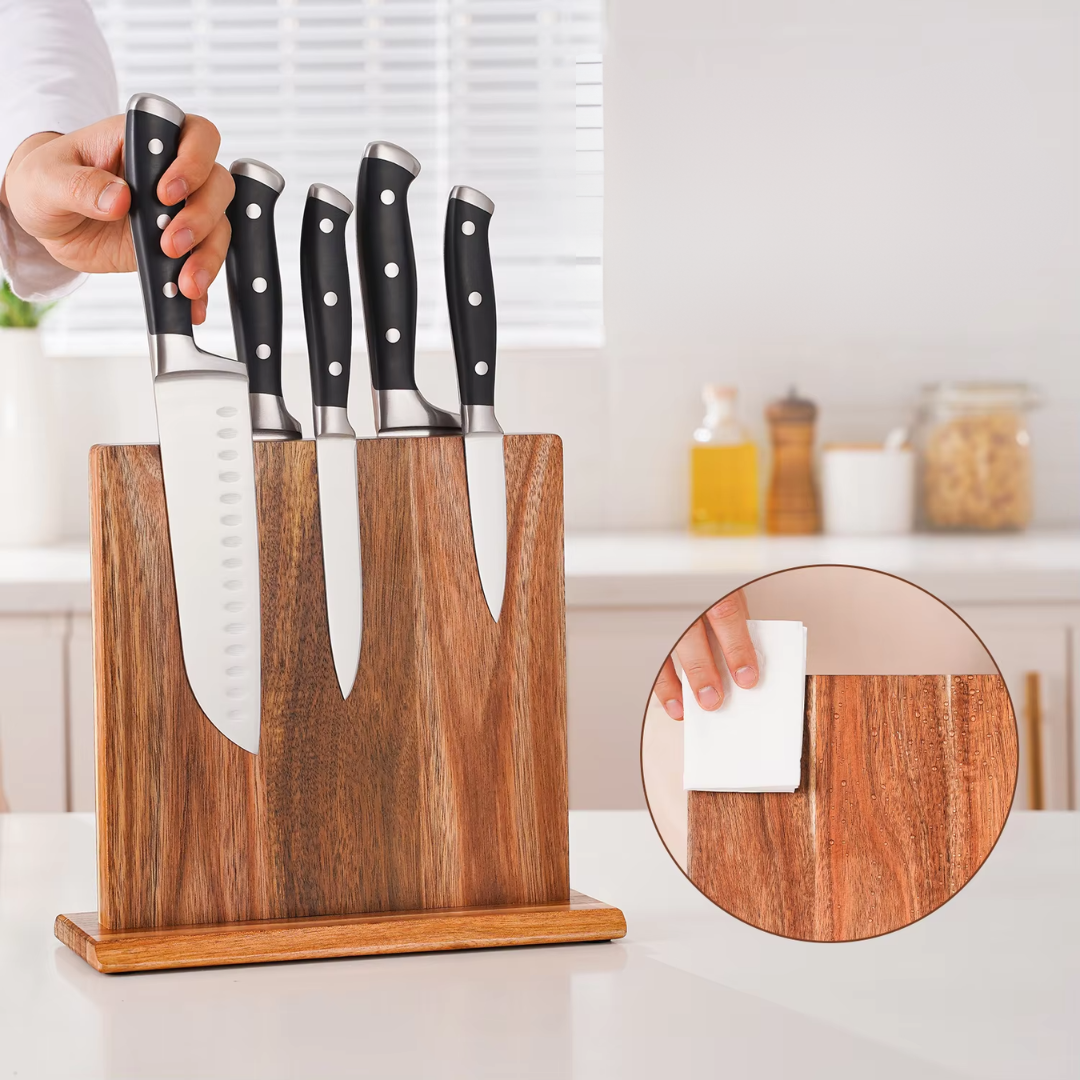 Kyoto Acacia Wood Magnetic Knife Block Stand
