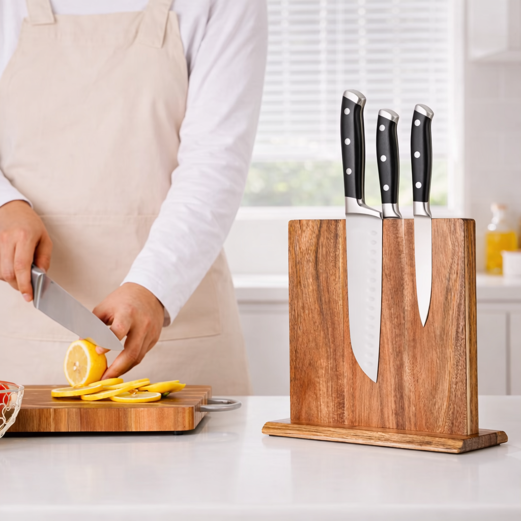 Kyoto Acacia Wood Magnetic Knife Block Stand