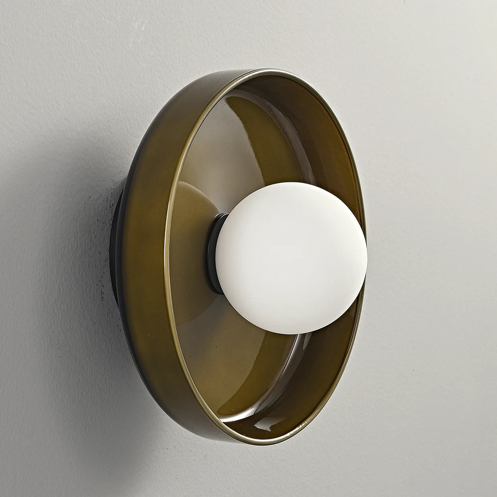 Lens Metal and Glass Wall Lamp