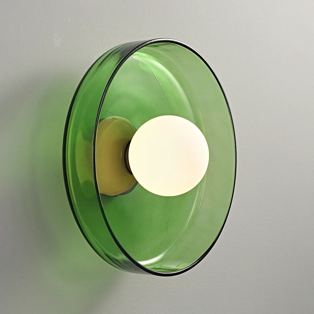 Lens Metal and Glass Wall Lamp