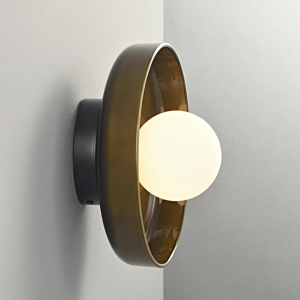 Lens Metal and Glass Wall Lamp
