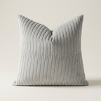 Nagano Velvet Linear Cushion Cover in Grey 18x18 Inch