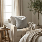Nagano Velvet Linear Cushion Cover in Grey 18x18 Inch