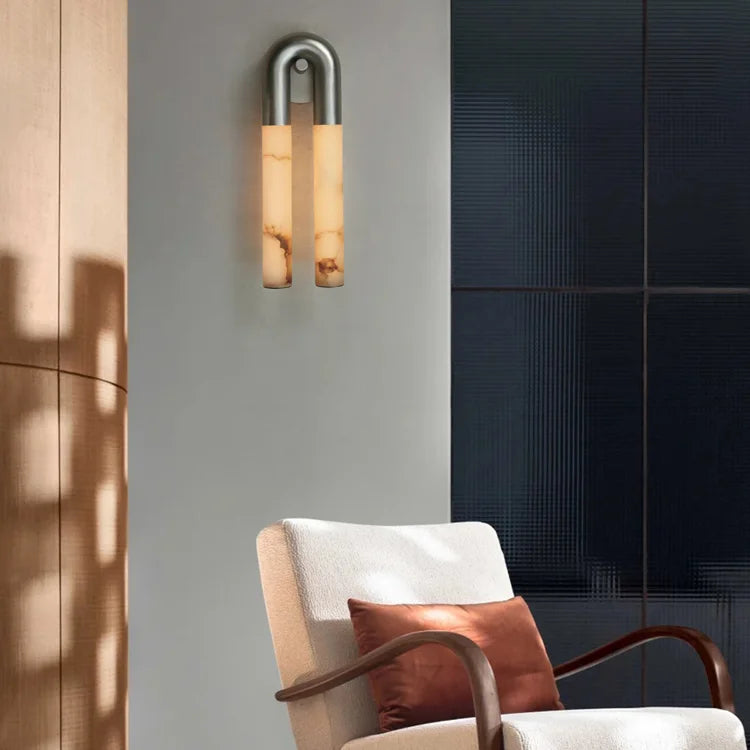 Oro Natural Marble and Copper Wall Lamp