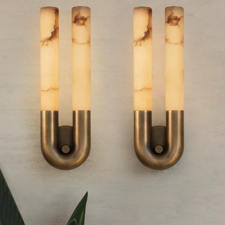 Oro Natural Marble and Copper Wall Lamp