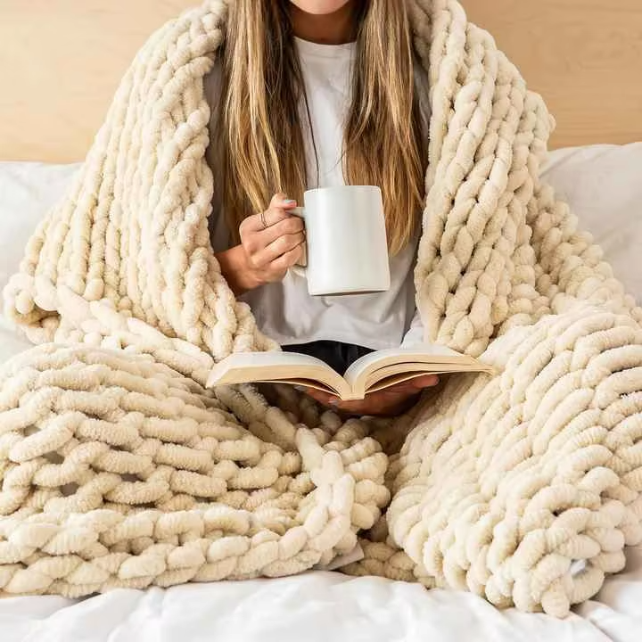 Oslo Handmade Chunky Knit Chenille Throw Blanket