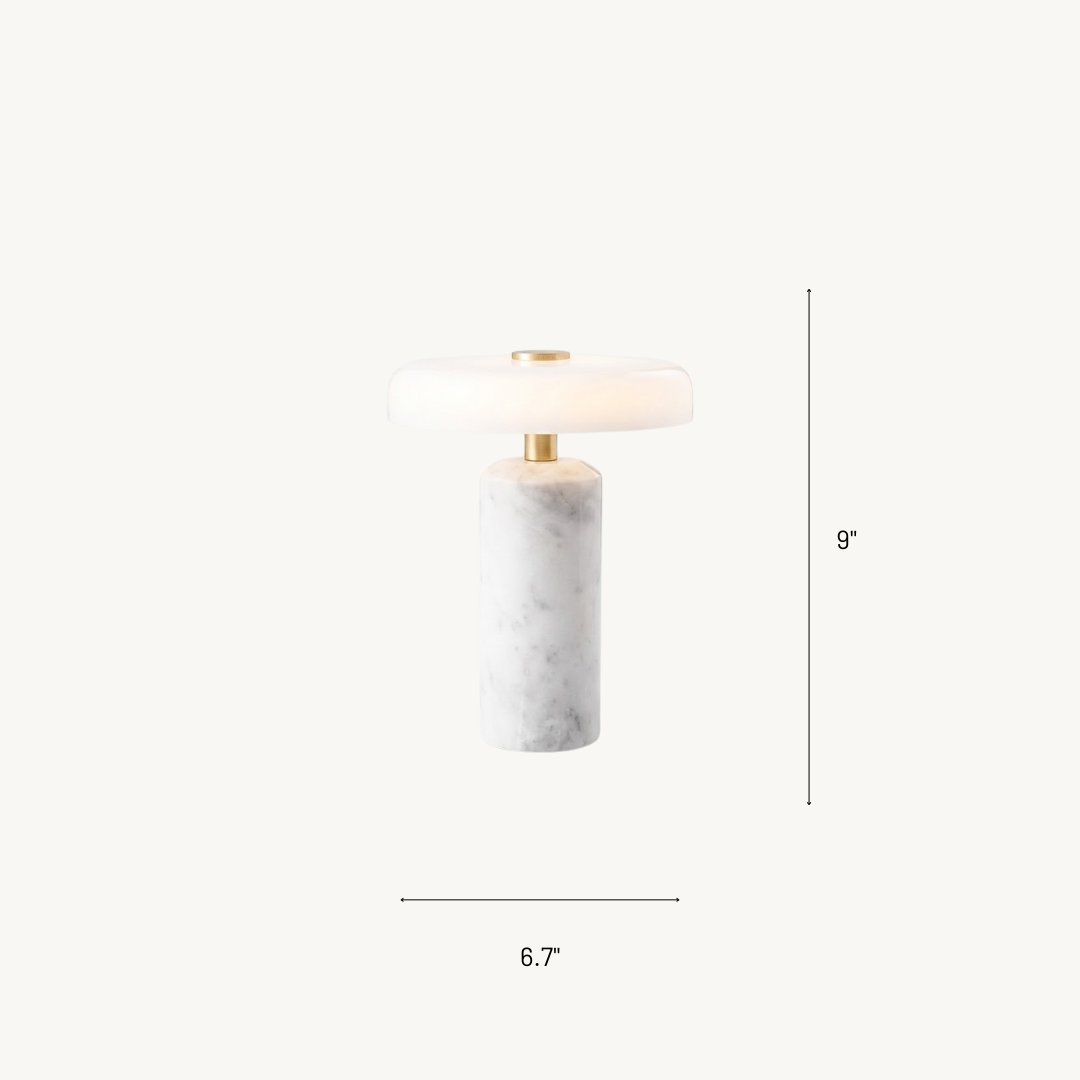 Oslo Modern Mushroom Lamp in Marble and Glass