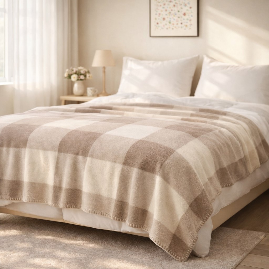 Paris Luxury Cashmere-Feel H-Monogram Throw Blanket