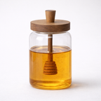 Provence Honey Glass Jar with Wooden Dipper & Sealed Lid