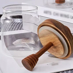 Provence Honey Glass Jar with Wooden Dipper & Sealed Lid