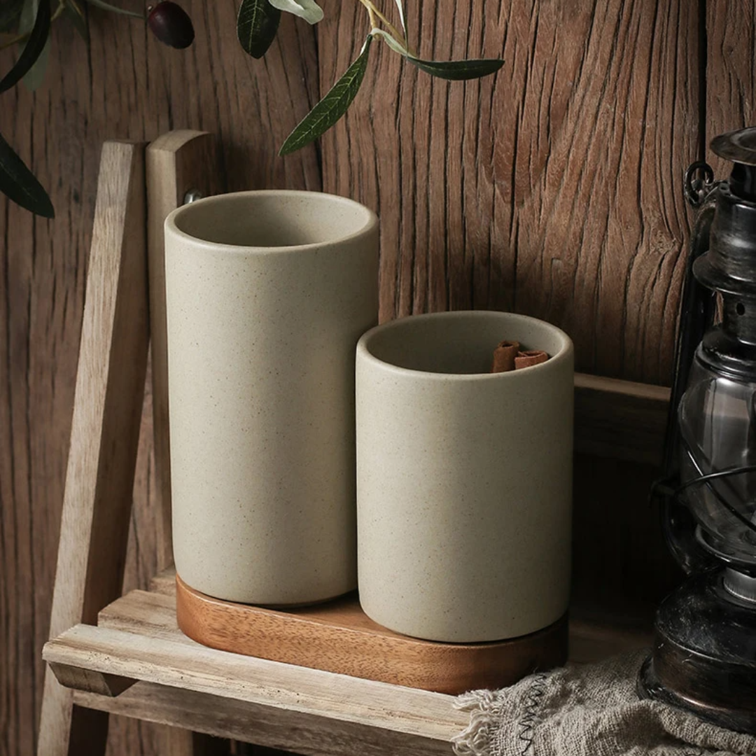 Provence Retro Ceramic Storage Jar with Wooden Lid