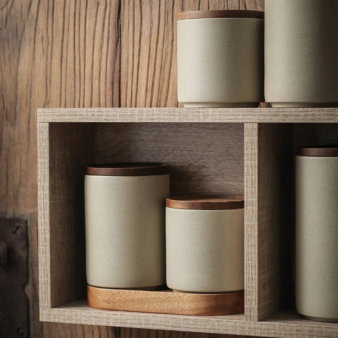 Provence Retro Ceramic Storage Jar with Wooden Lid