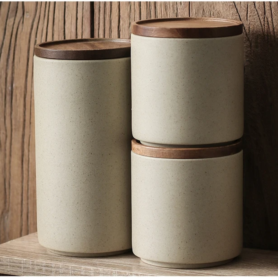 Provence Retro Ceramic Storage Jar with Wooden Lid