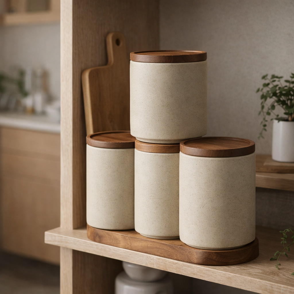 Provence Retro Ceramic Storage Jar with Wooden Lid