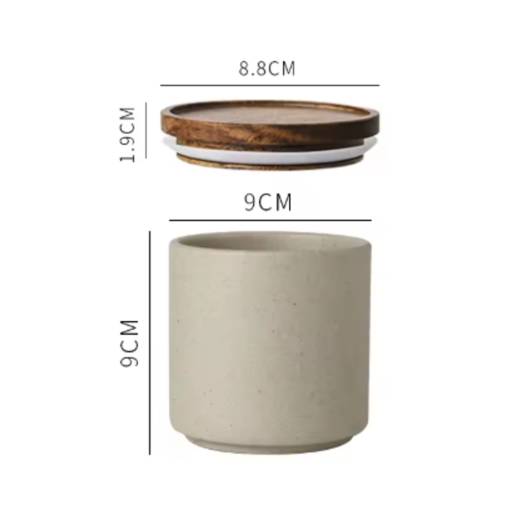 Provence Retro Ceramic Storage Jar with Wooden Lid