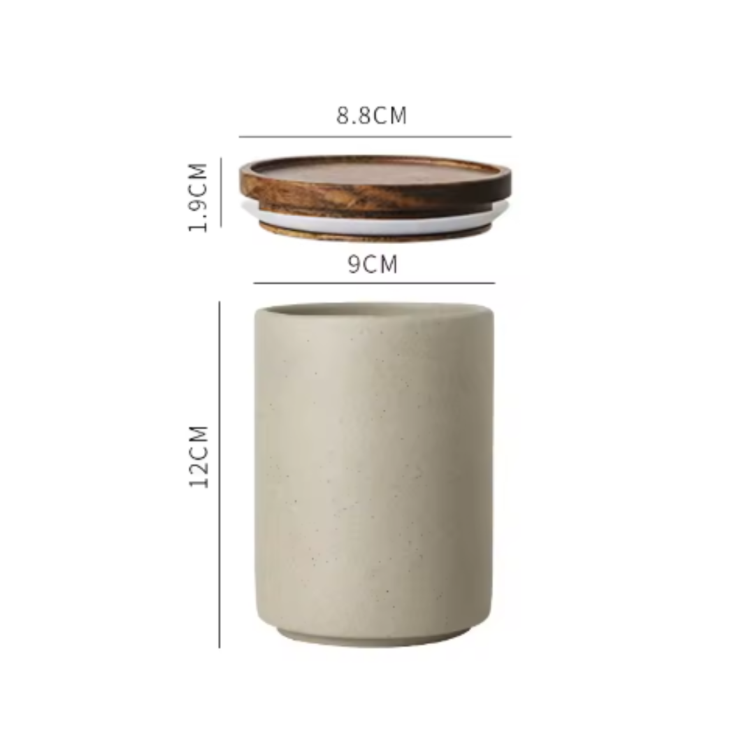 Provence Retro Ceramic Storage Jar with Wooden Lid