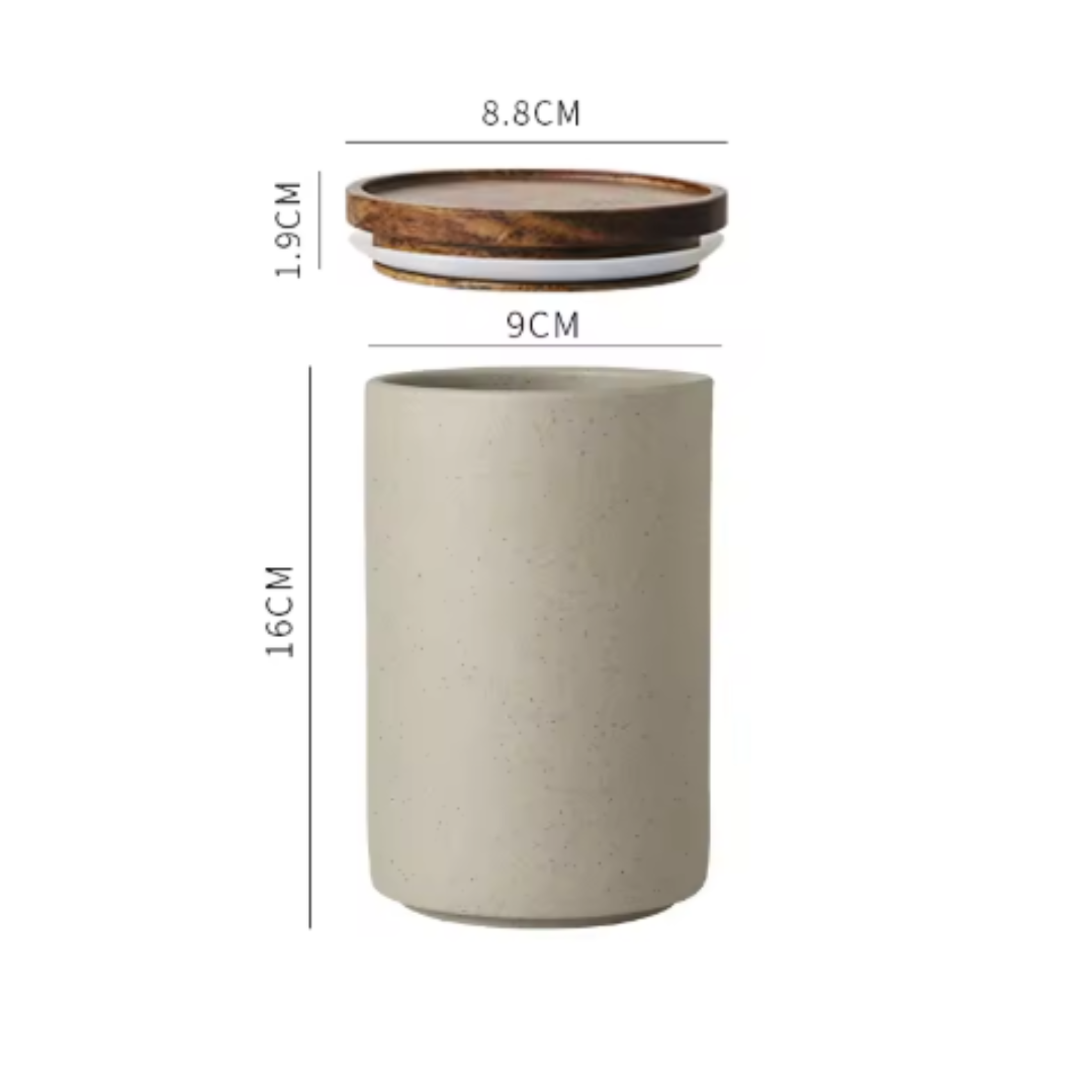 Provence Retro Ceramic Storage Jar with Wooden Lid