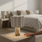Riviera Cordless Marble and Fabric Table Lamp