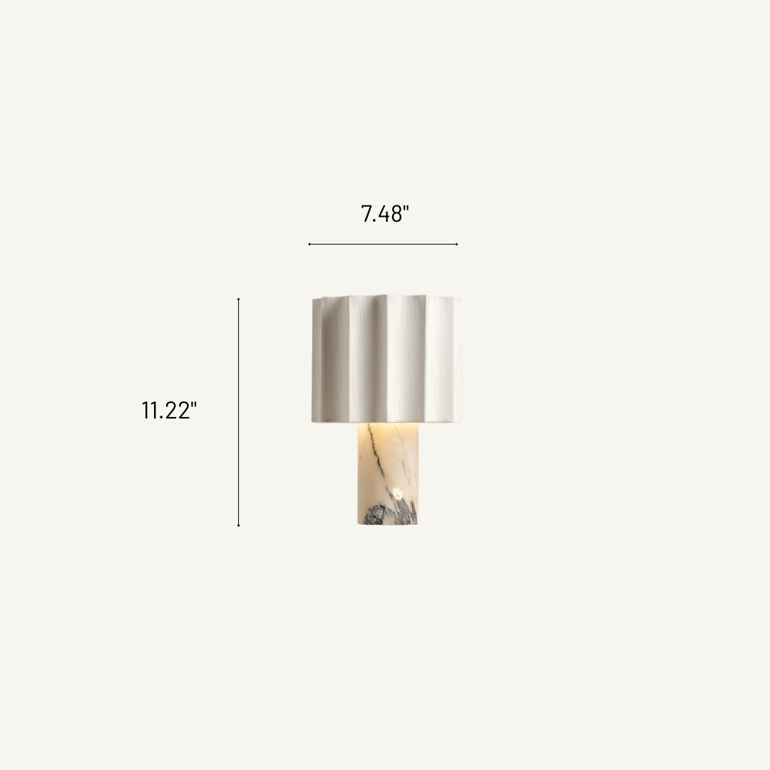 Riviera Cordless Marble and Fabric Table Lamp