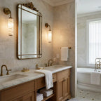 Roca Natural Marble and Steel Wall Lamp